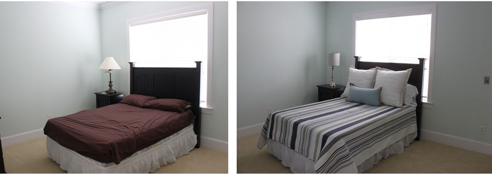 Bedroom before and after