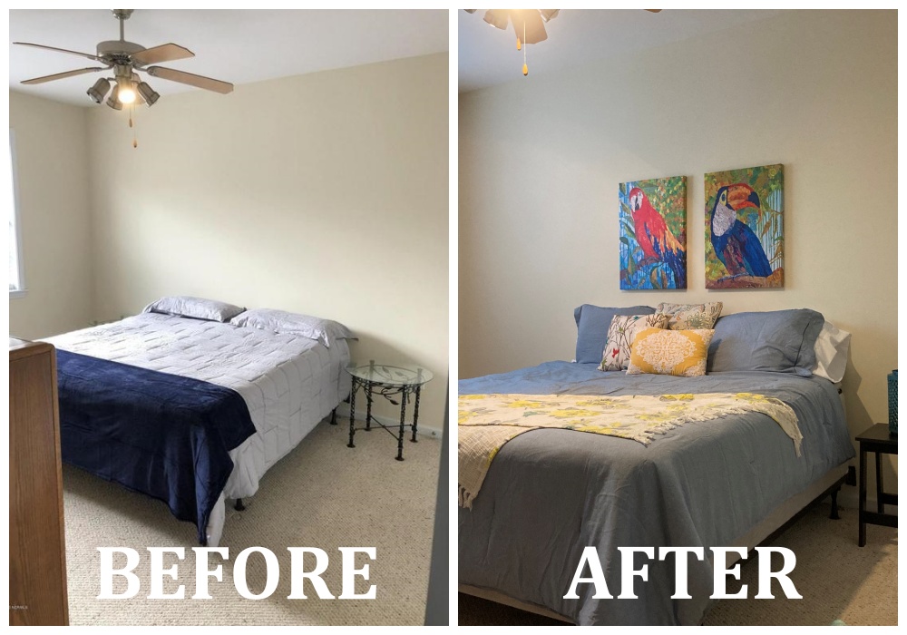 Yellow room before after