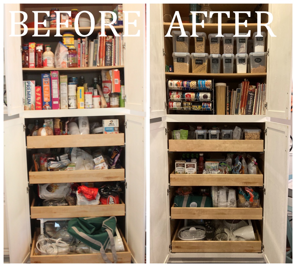 Full pantry before after