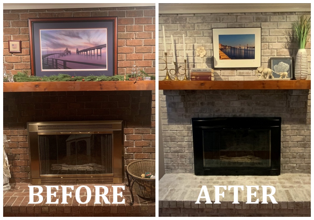 Fireplace before after