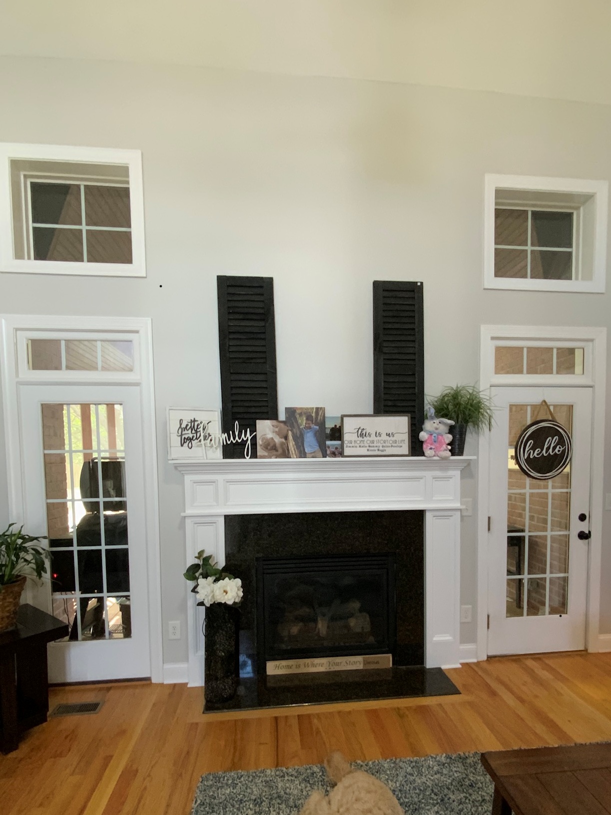 Fireplace portrait before