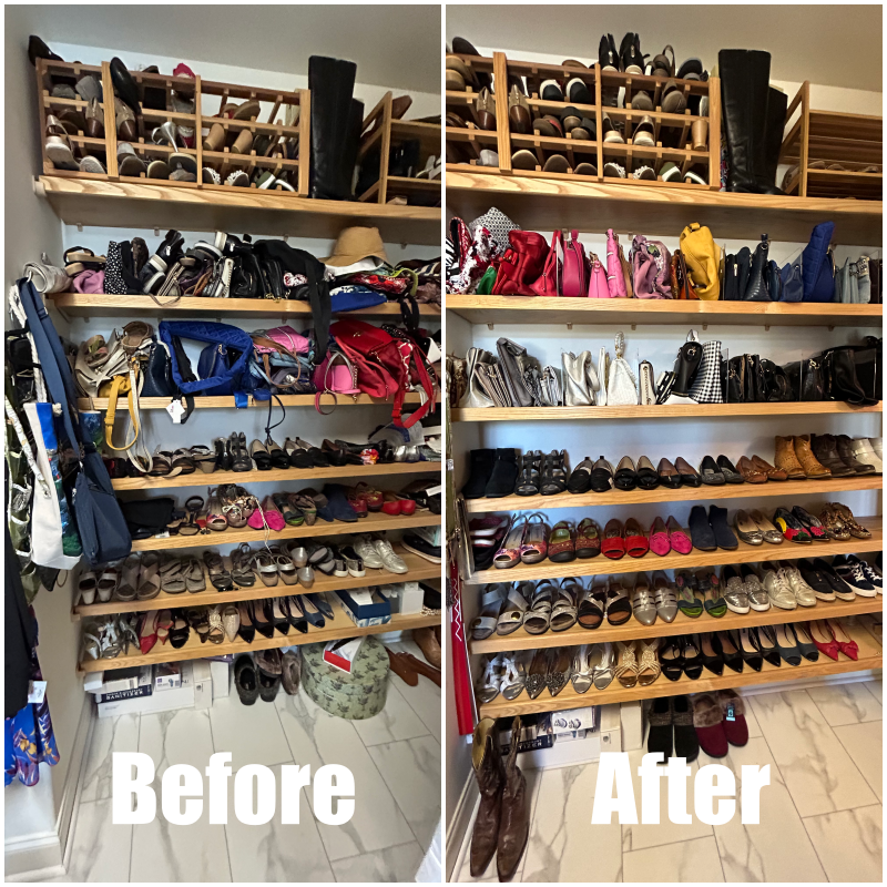 Before and after shoes closet